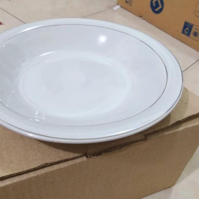 Termurah Piring Keramik List Emas Set Isi 12 pcs/Piring Makan/Piring Saji/Piring