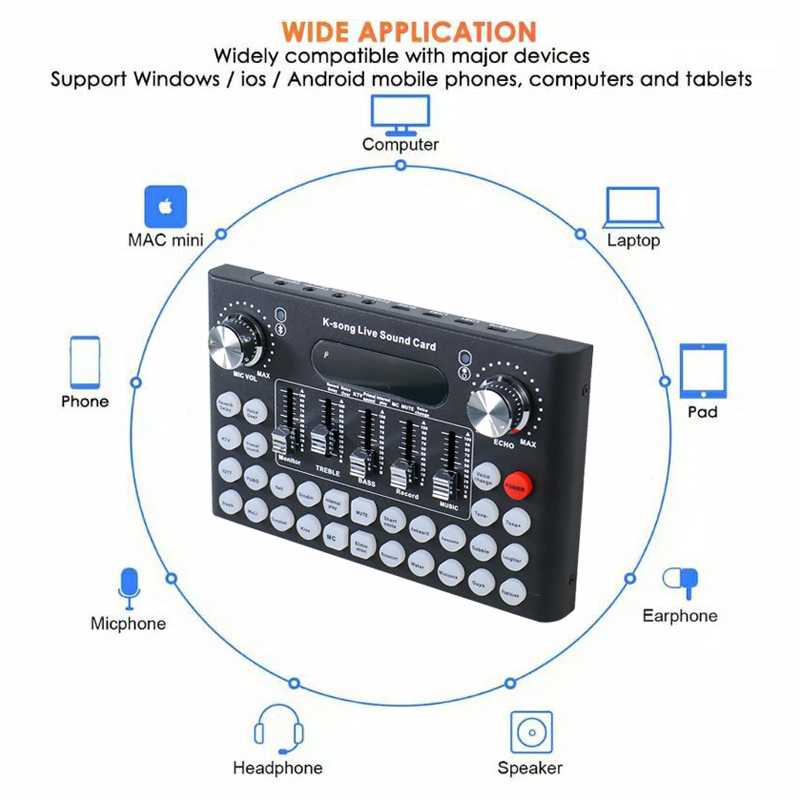 SoundCard Bluetooth Audio Usb External SoundCard F8 alat karoke  Mixer USB Sound Card Amplifier Live Broadcast Recording - F8