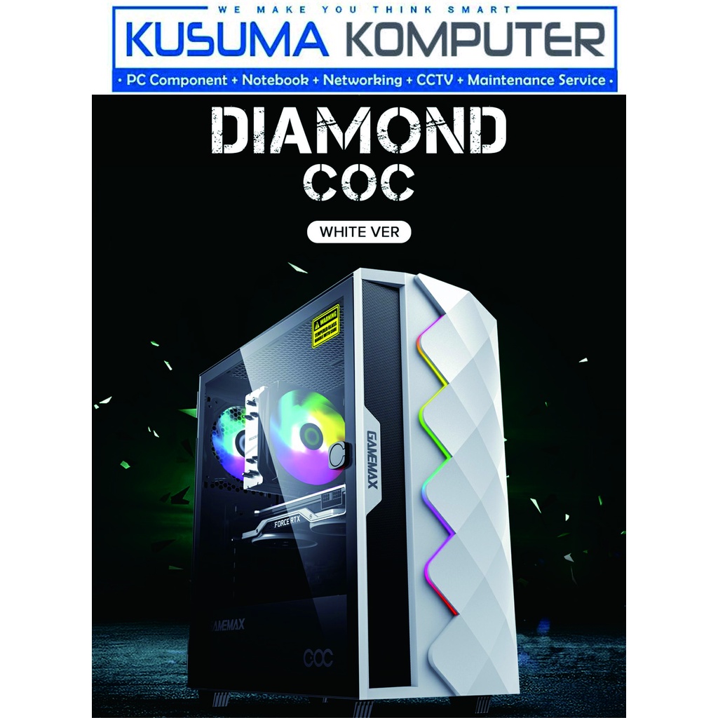 Gamemax Diamond COC White + 1 Fan ARGB Casing PC Gaming