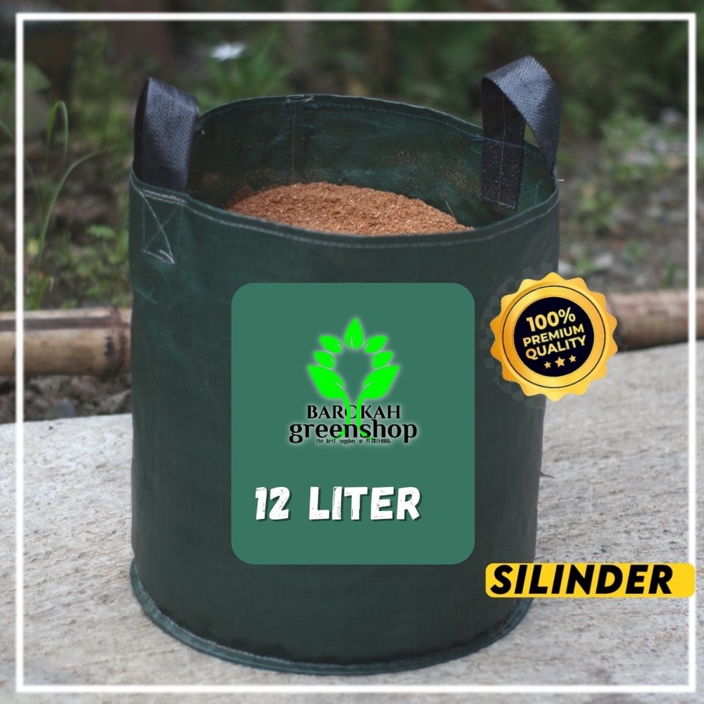 Planter bag 12 liter hijau bulat - pot - media tanam