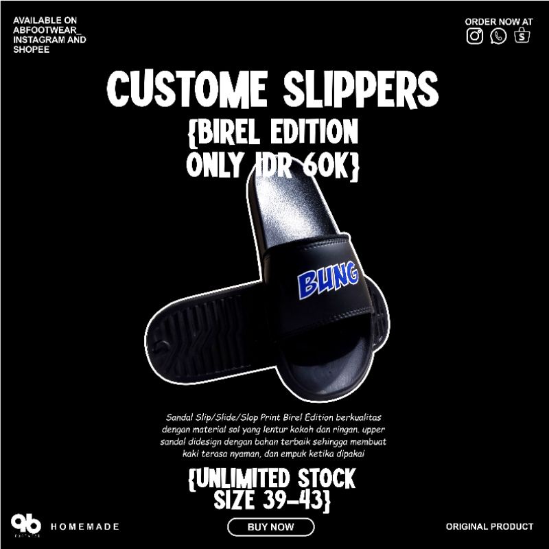 SANDAL SLOP/SLIP/SLIDE BEBAS CUSTOM PREMIUM