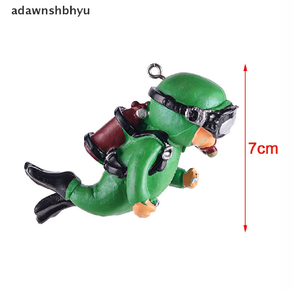 Adawnshbhyu Kawaii Resin Frogman Aquarium Ornamen Interesg Floag Dekorasi Simulasi Mini Diver Ikan Aquarium Aksesoris ID