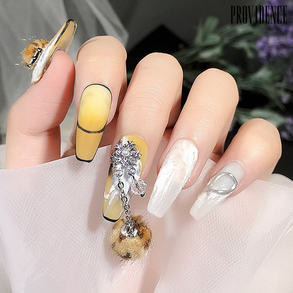 Providence Nail Art Hairball Bola Rambut Tiga Dimensi Bersinar Tidak Rontok DIY Mempesona Musim Gugur Musim Dingin Snowflake Zirconia Nail Art Decor Perlengkapan Kuku