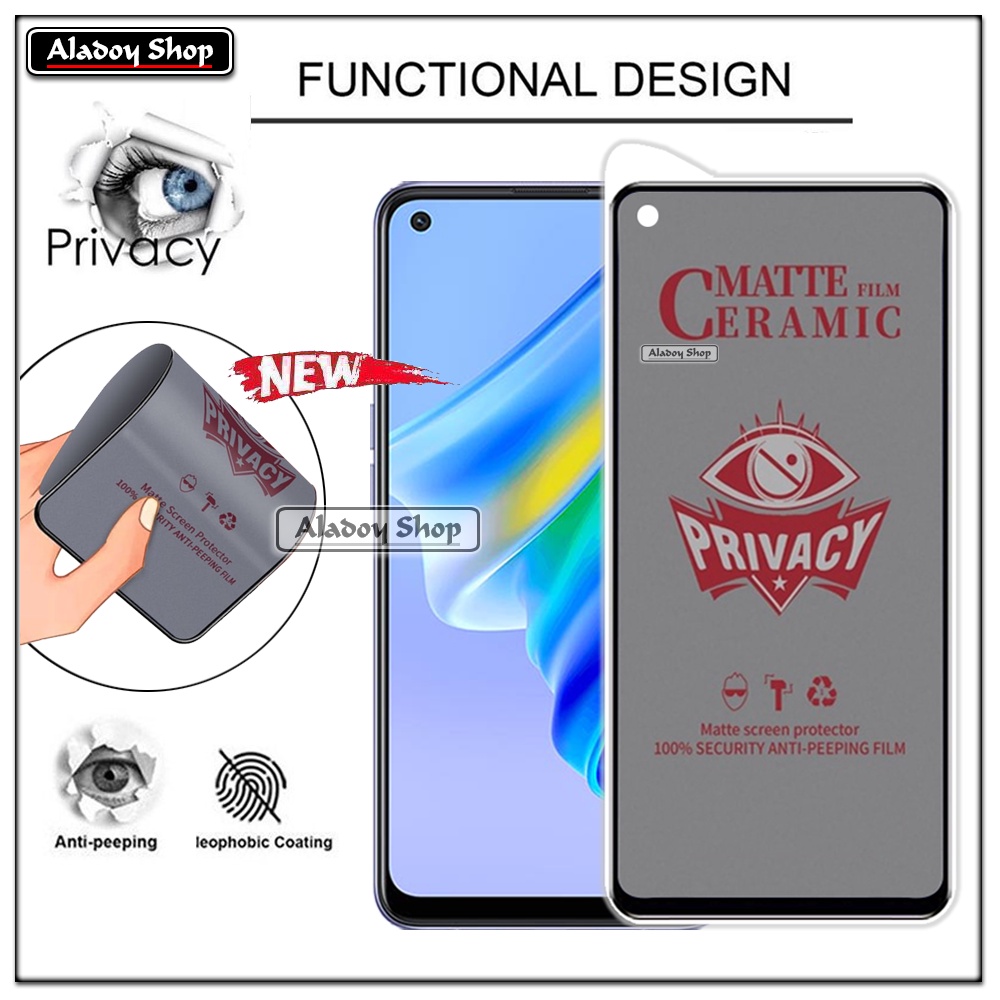 Tempered Glass Anti SPY Oppo A95 4G Anti Gores Privacy + Tempered Glass kamera dan Skin Carbon