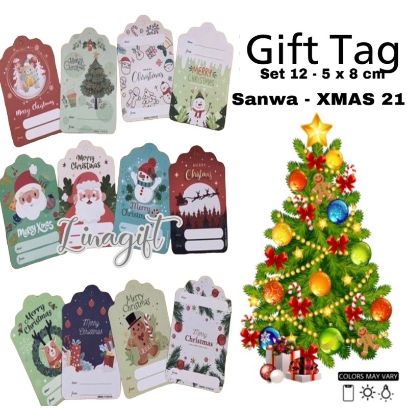 ( Set 12 Pc ) SANWA GIFT TAG NATAL - HANG TAG SANSAN WAWA / KARTU UCAPAN - GREETING CARD MERRY CHRISTMAS / GIFT CARD XMAS