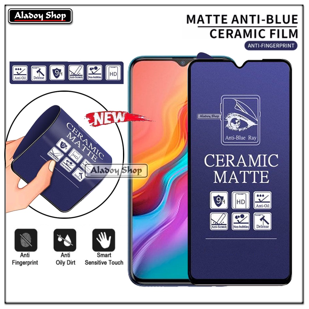 PAKET 3IN1 Anti Gores Blue Matte Anti Glare Infinix Hot 8/8 Pro + Tempered Glass Camera dan Skin Carbon