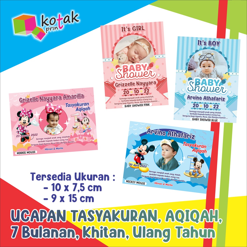 KARTU UCAPAN / STIKER TASYAKURAN/AQIQAH/ULTAH/KHITAN
