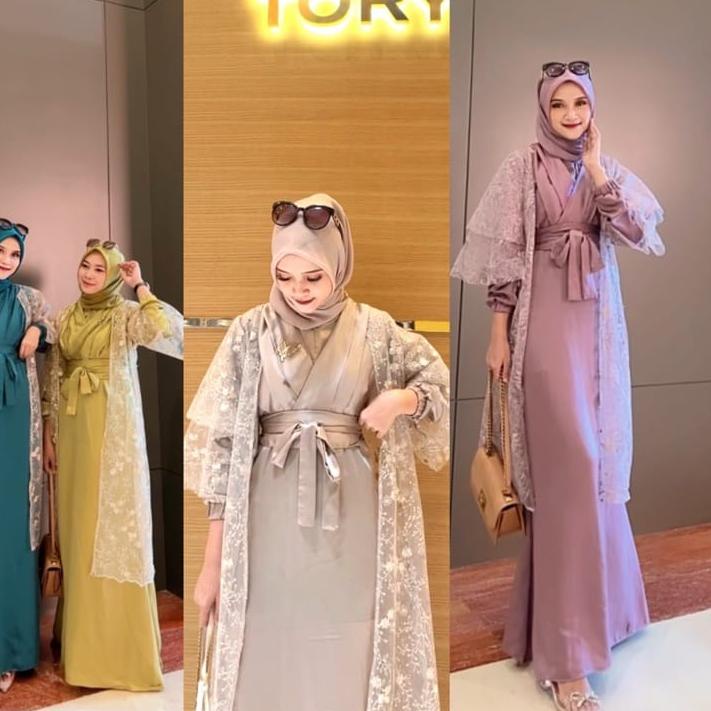 Flash Sale Azalea Dress Busui Preorder Gamis Polos  Gamis Polos Satin Dress Gamis Brukat Lucia Tile Dress Kondangan Kekinian Kombinasi Brokat Gamis Wanita Remaja Muslim Modis Gamis Lebaran 2022 Model  ア