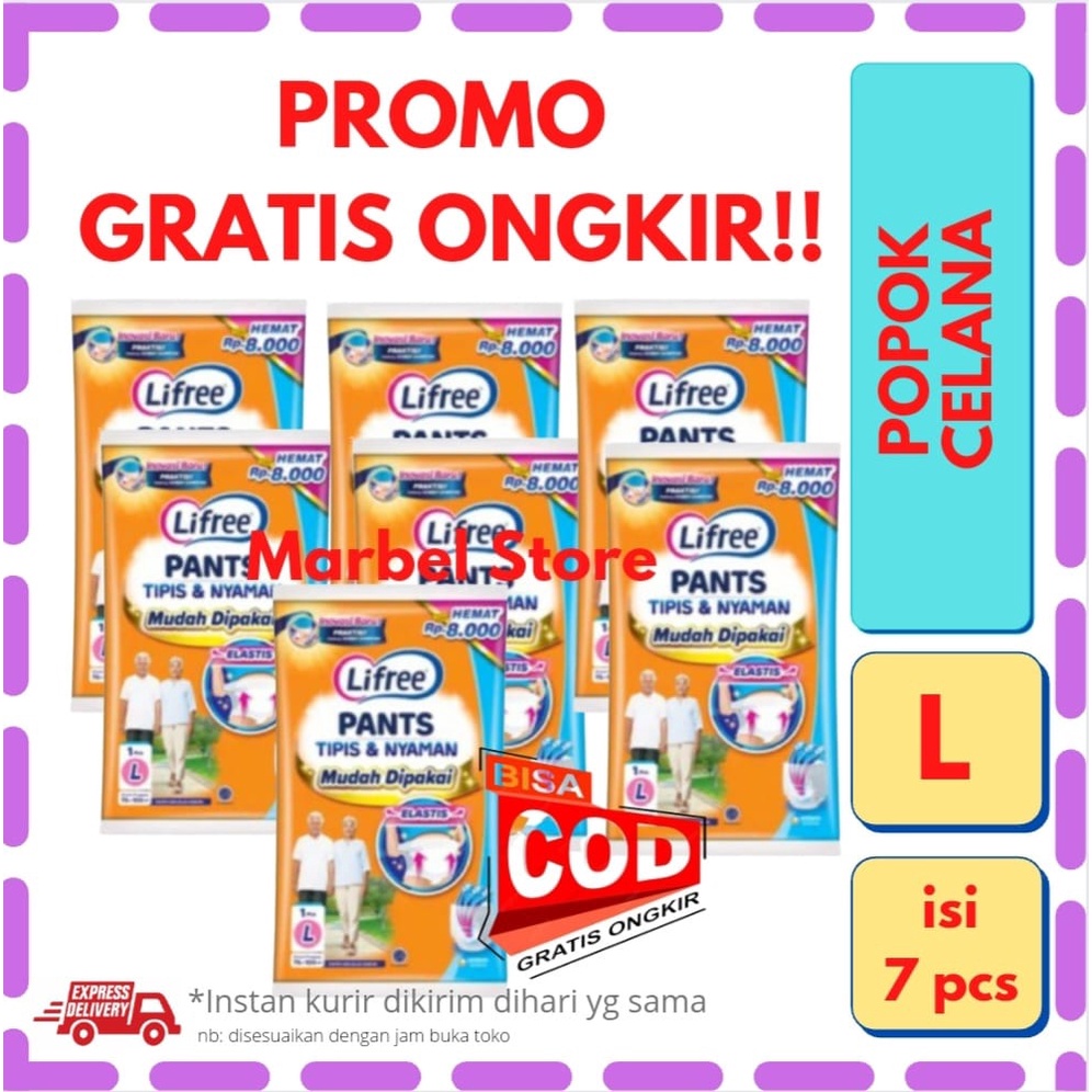 [PROMO GRATIS ONGKIR] LIFREE SACHET PANTS POPOK CELANA DEWASA ORANG TUA SIZE L | POPOK DEWASA ADULT LANSIA UKURAN L ISI 7