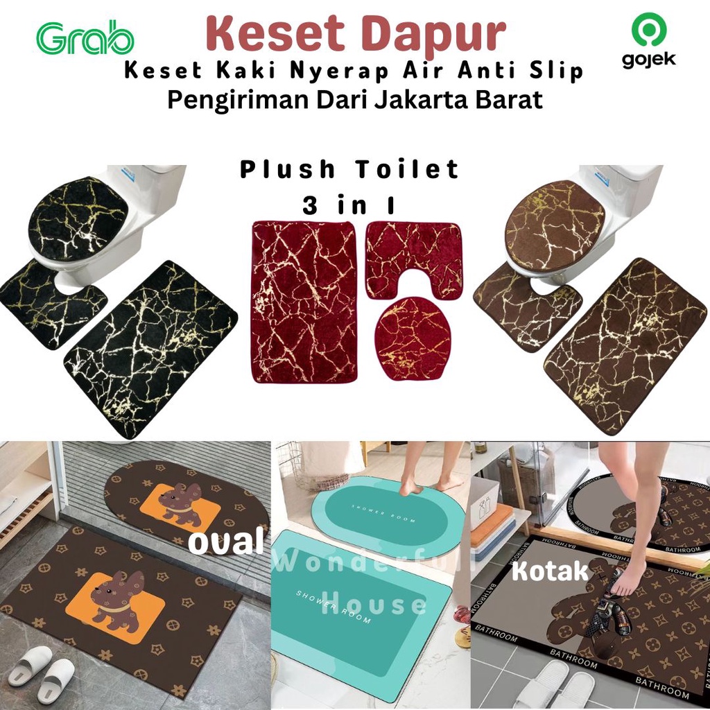 Keset Kaki Anti Selip Minimalis Keset Kaki Dapur Keset Kamar Mandi Anti Slip Natal Merry Christmas Keset Toilet Model U 3 In 1