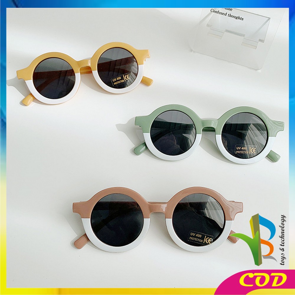 RB-C669 Kacamata Anak Perempuan Bulat Leopard UV400 Anti Ultraviolet Bayi Berjemur / Kaca Mata Laki Laki Hitam Gradasi Korea Fashion