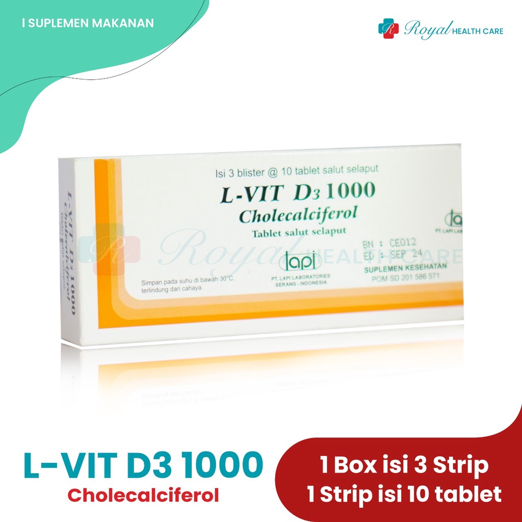 L-VIT D3 1000 BOX 30 Tablet Memenuhi Kebutuhan Vitamin D Dengan Cepat
