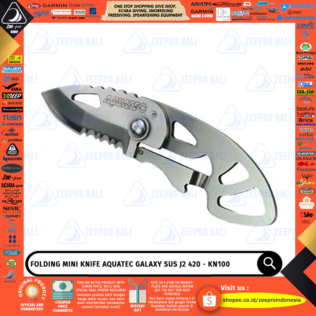 Knife Diving Mini Foldable Pisau Selam Stainless 420 Lipat Compact Aquatec Galaxy