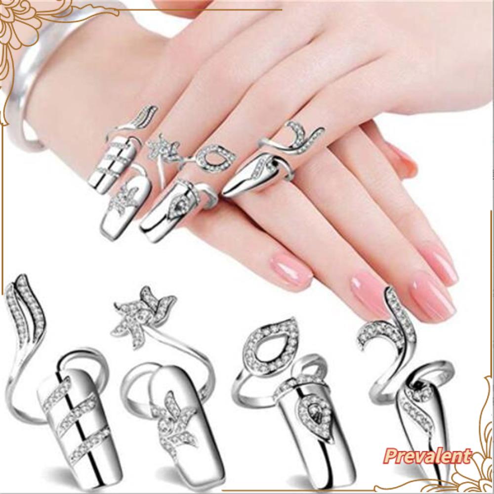 PREVA Nail Ring Charm Accessories Fashion Silver Color Simple Design Fingernail Protective