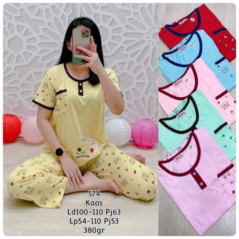 COD !!! Set baju tidur Bordir warna Tua Beris L. XL