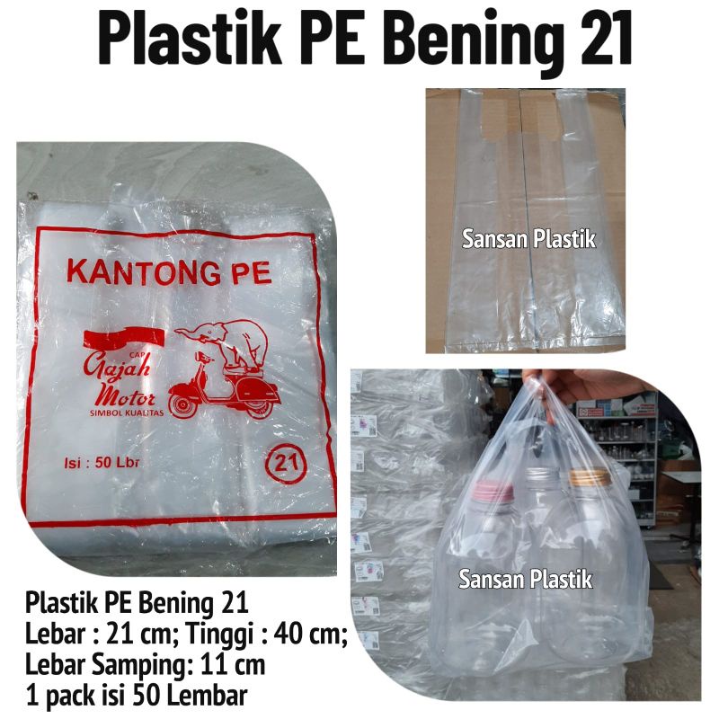 Kantong Plastik Bening 21 / Kantong Plastik PE Bening 21