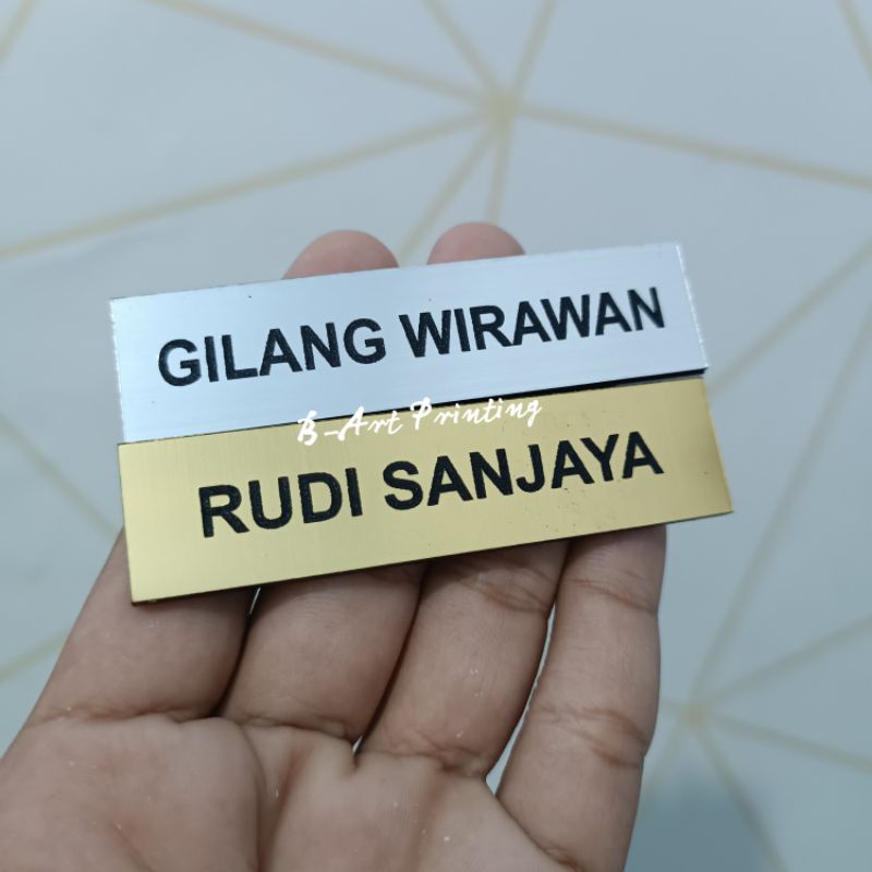 READY SEHARI JADI Nametag GOLD SILVER LASER TEBAL  Nem tag PNS / Nametag Akrilik Gold dan Silver / Nametag Akrilik / Nametag Murah / Nametag Gravir / Gravograph