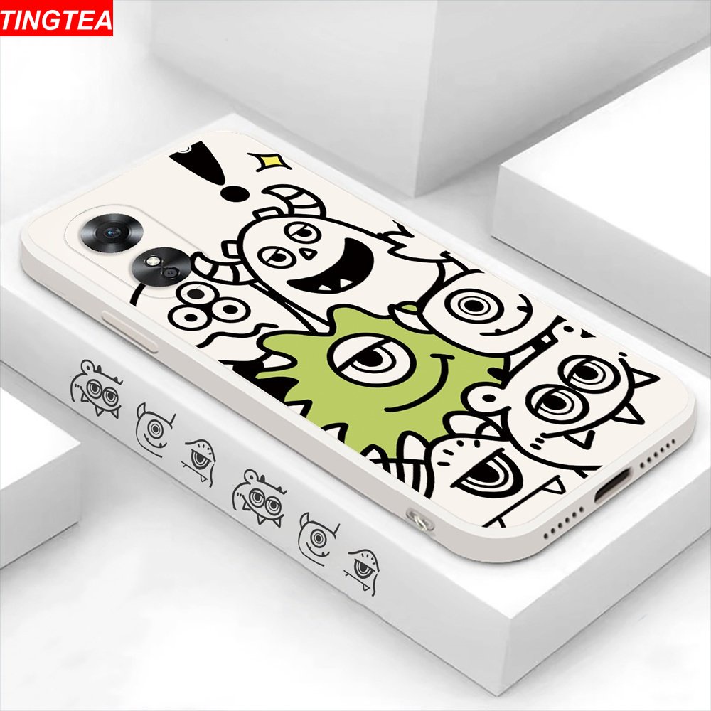 Case Monster Kartun OPPO A17 A57 2022 A15 A16 A16K A54 A53 A12 A5S A7 A3S A11k A31 A52 A92 A94 A93 A37 F9 A1K Reno 7 6 5F 4F Dengan Mata Besar Sarung Case Silikon Lembut