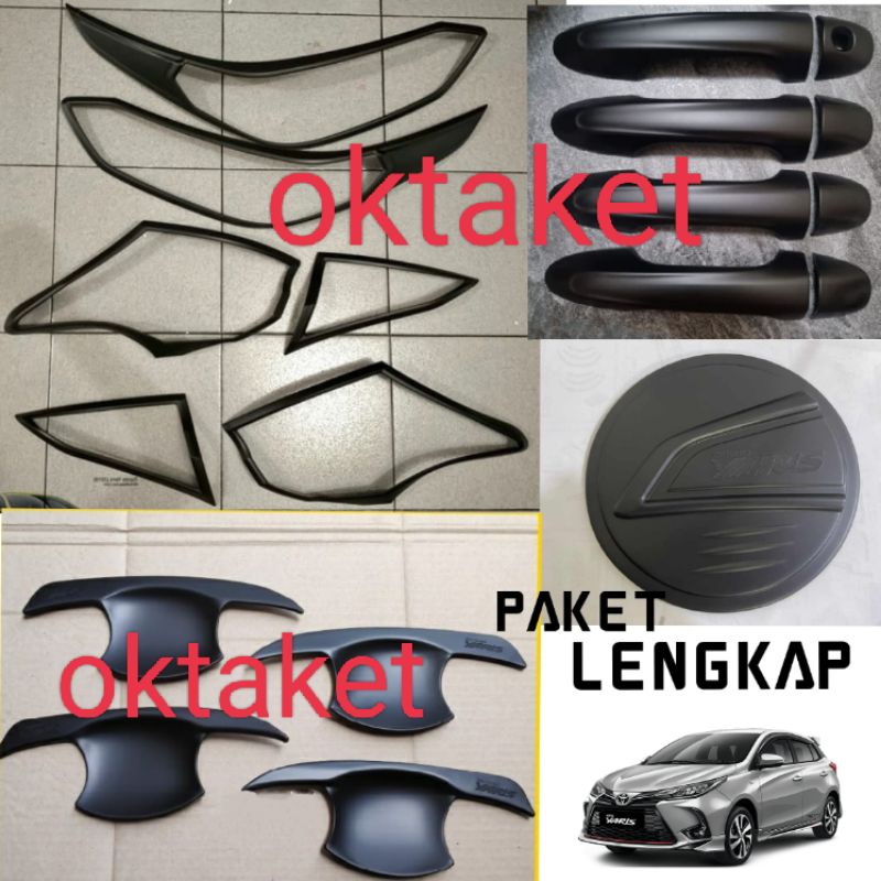 paket lengkap garnish depan belakang outer handle tank cover New Yaris 2018 2019 2022 2021 hitam dop