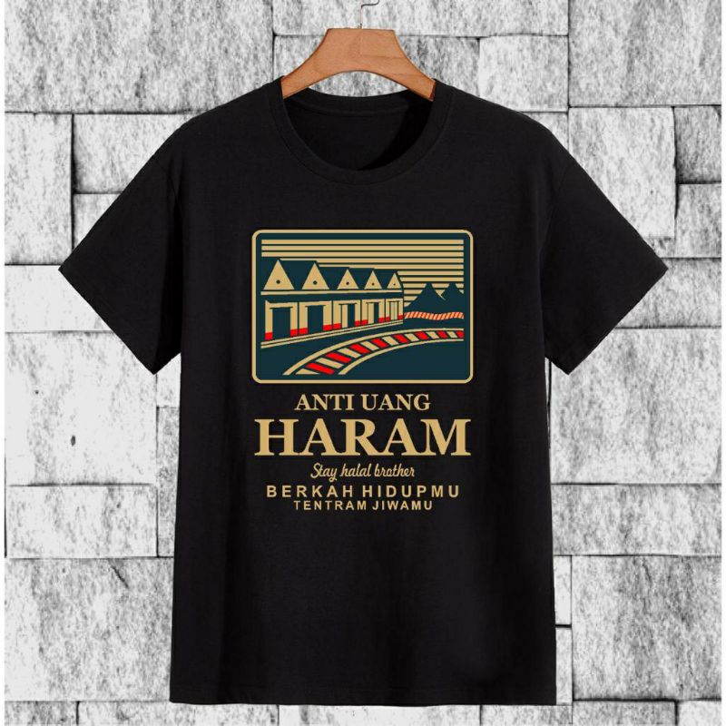 kaos t-shirt distro anti uang haram plesetan