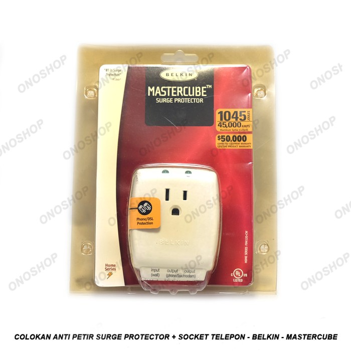 Colokan Anti Petir Surge Protector + Socket Telepon Belkin Mastercube onosh00 Ayo Order