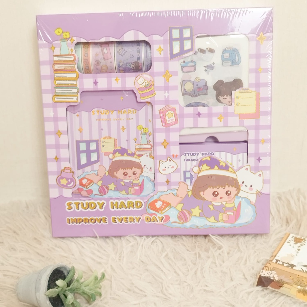 

PAKET JURNAL S001 STUDY HARD 4 IN 1 ISI BANYAK STIKY NOTES NOTSTICKER BUKU SOLATIP PAKET ALAT TULIS