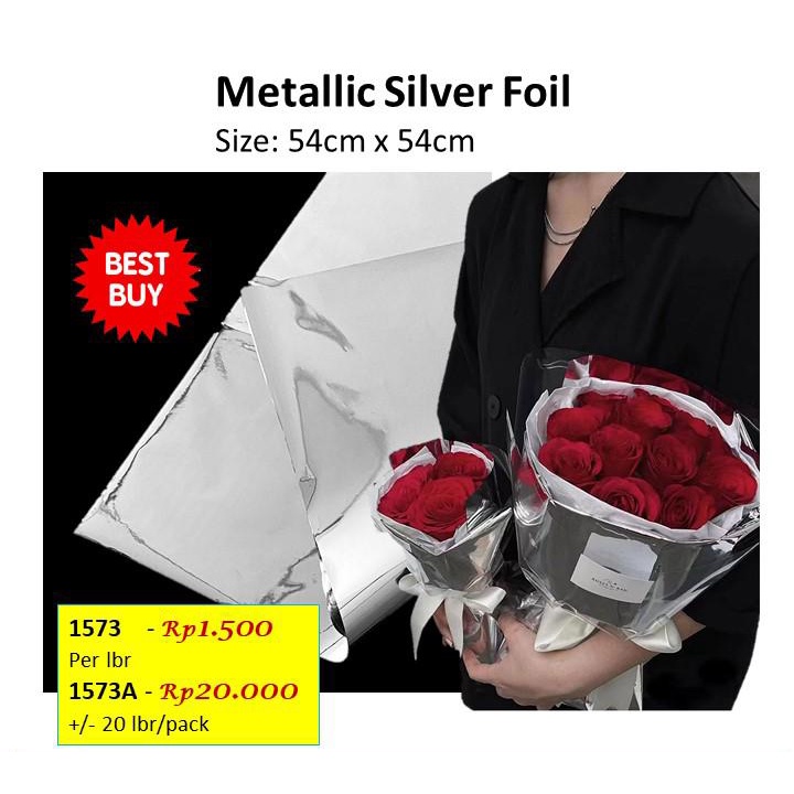 

Metallic Silver Foil wrapping flower kertas buket