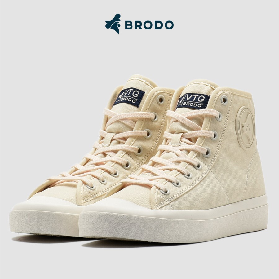 Sneakers Pria BRODO Vantage V2 Hi Natural White WS Sneakers Brodo Putih - Bonus Kaoskaki