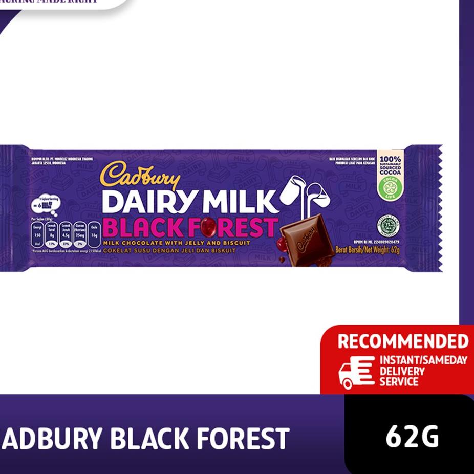 

[PRODUK 0NBGW] Cadbury Dairy Milk Chocolate Black Forest Regular 62g, coklat dengan susu untuk Camilan PES