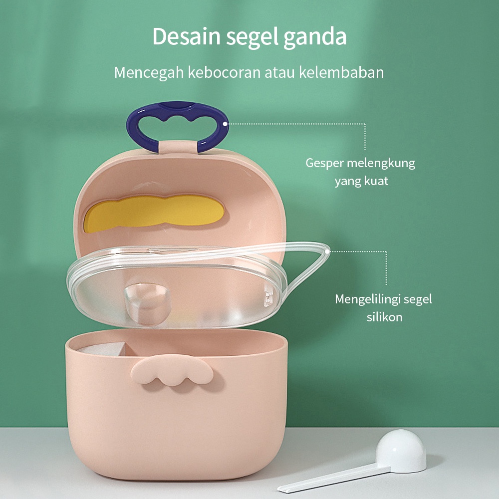 STV Kotak Susu Bubuk Motif Dino 800ml Wadah Tempat Penyimpanan Makanan Bayi