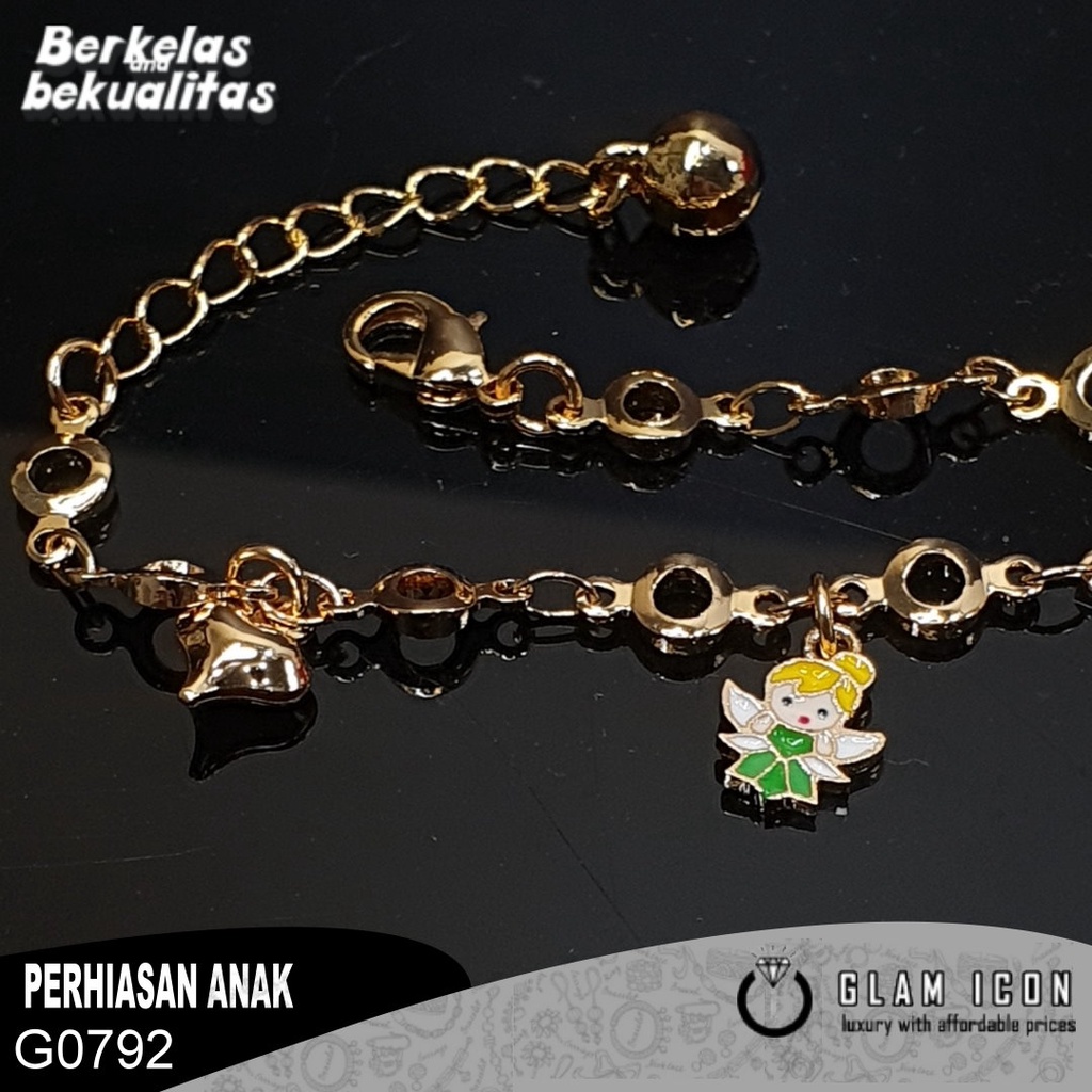 Gelang Anak Rantai Motif Karakter think Beell hijau G0792 GRAG