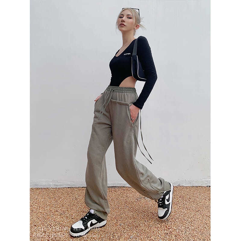 ┋Suhao Eropa dan Amerika leher bulat bottoming kemeja jumpsuit musim gugur dan musim dingin baru lengan panjang T-shirt warna solid bagian pendek serbaguna atasan hitam wanita