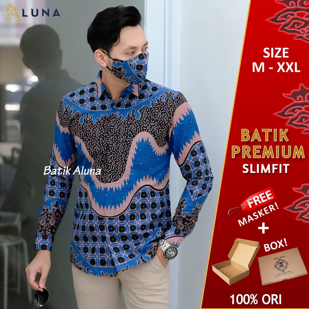 Baju Kemeja Batik Pria Cowok Lengan Panjang Slimfit Atasan Batik Premium Pria Cowok Batik Pekalongan Kekinian Original Modern Seragam Kantor Jumbo SBA 01