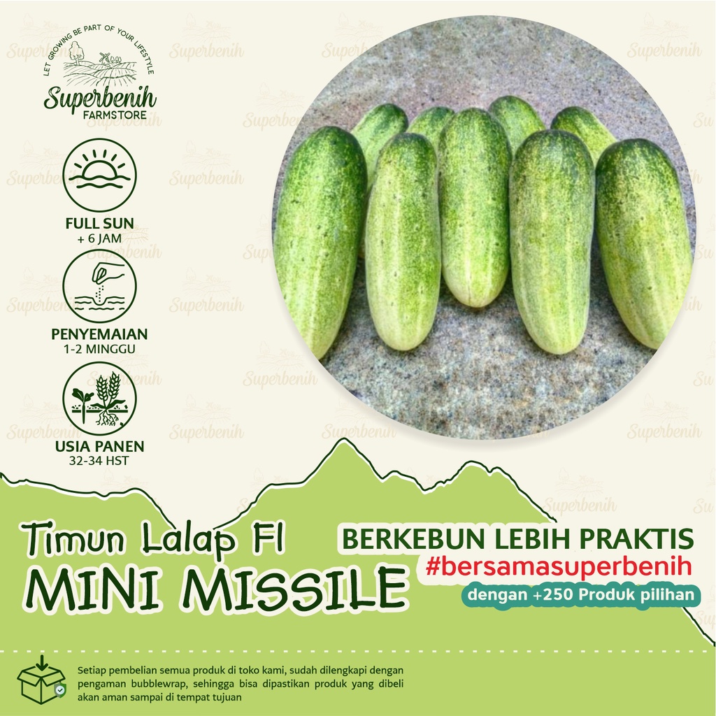 15 Biji - Benih Timun baby MINI MISSILE F1 untuk dataran rendah
