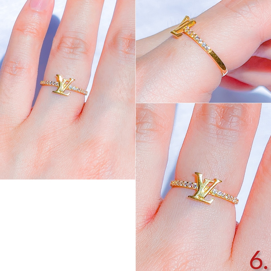 Cincin branded anak dan dewasa emas asli kadar 700 70 16k Diior chaenel LVVo permata bling gold rante sisik naga listing