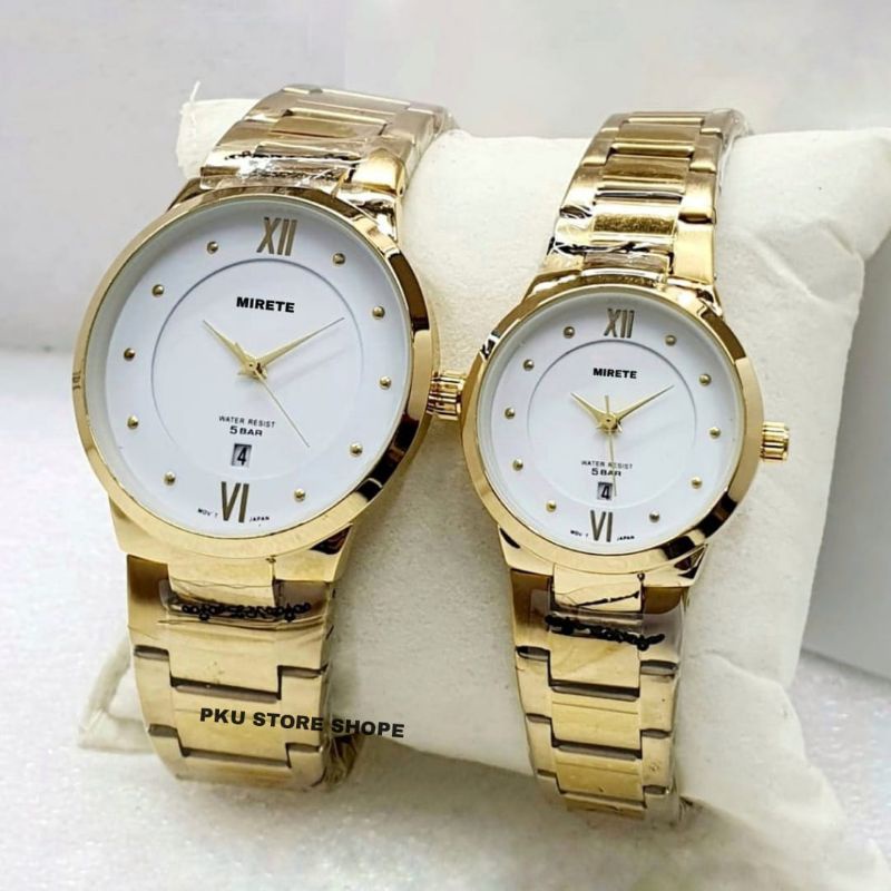 HARGA PROMO JAM Tangan Couple Pria/Wanita Rantai Stainlees Steel Anti Karat Tanggal Aktif | Jam Tangan Couple Lagi laris Termurah | Jam Tangan Wanita Terbaru Analog | Jam Tangan Pria Mirete Original | Jam Tangan Couple Bisa Satuan Cod