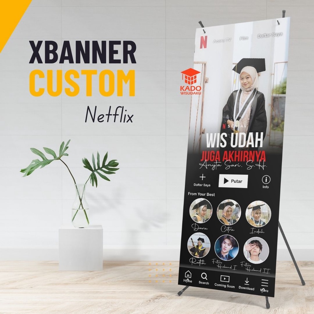 Banner Wisuda Custom Desain Netflix XBanner Sidang Skripsi