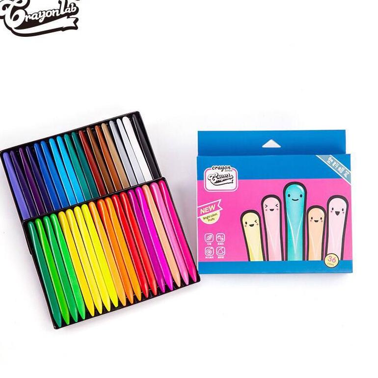 

[PRODUK RPZOJ] 36 PCS Crayon lab original Krayon kerayon Plastik HIGH QUALITY bentuk Triangular Anti Kotor Aman Untuk Anak Non Toxic (READY STOCK) FBL