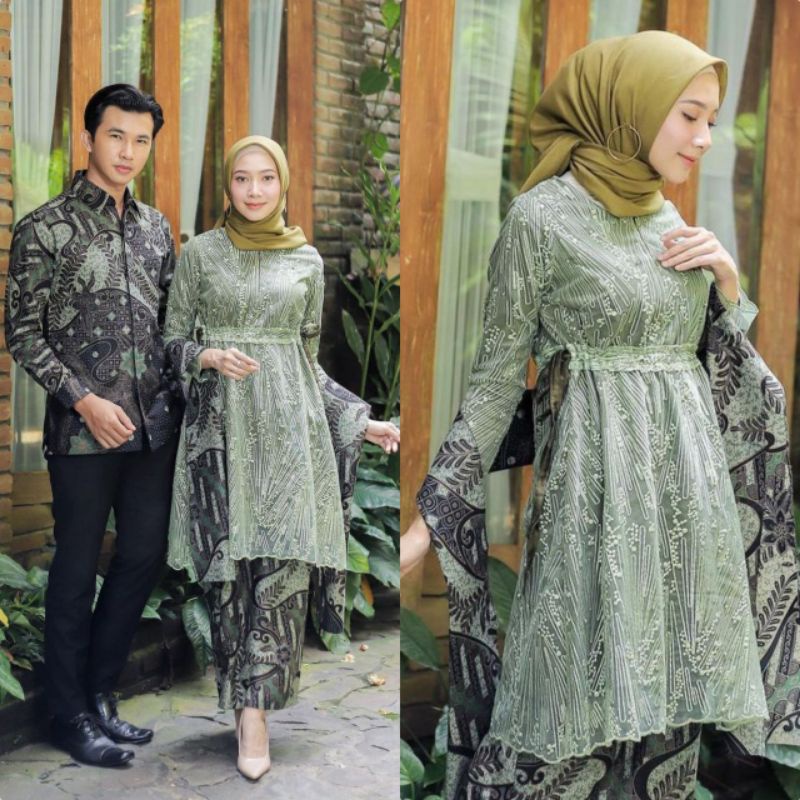 Batik Brokat Kebaya Couple Modern, Kebaya Tunangan Lamaran, Kebaya Wisuda, Kebaya Kondangan Lidya