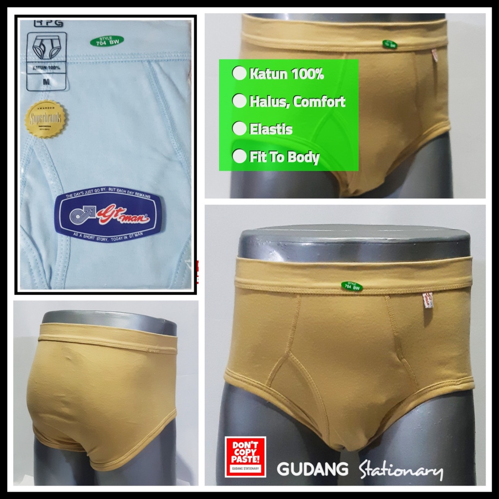 GT Man Brief Classic 704BW [ Isi 3 Pcs ]