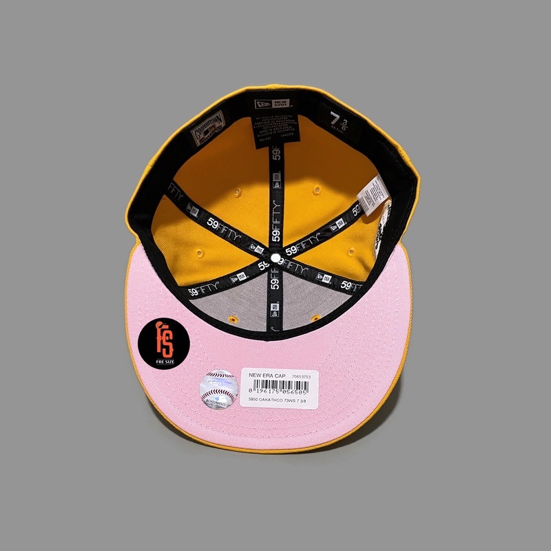 TOPI NEW ERA ORIGINAL 5950 WS 1973 OAKLAND ATHLETICS YELLOW UV PINK