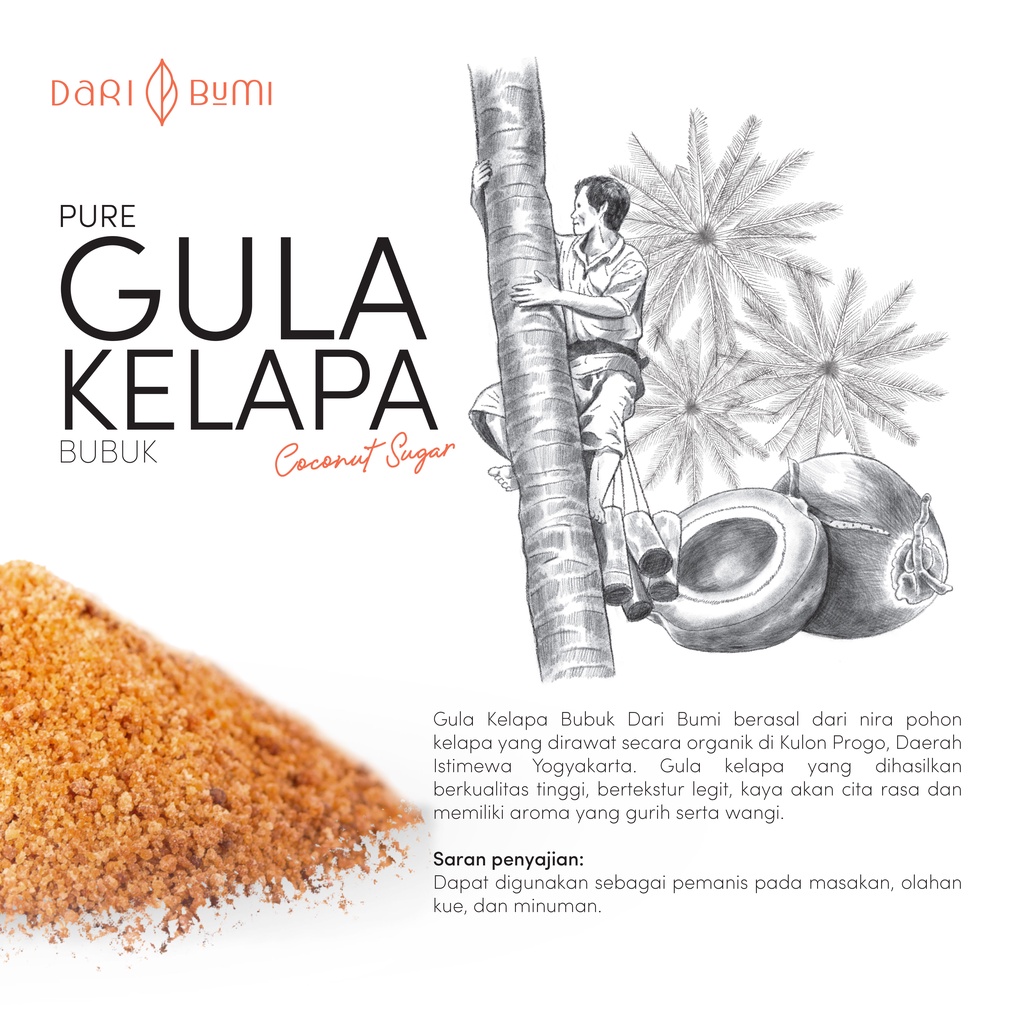 Gula Kelapa Bubuk Organik 500 gr Dari Bumi Premium Alami