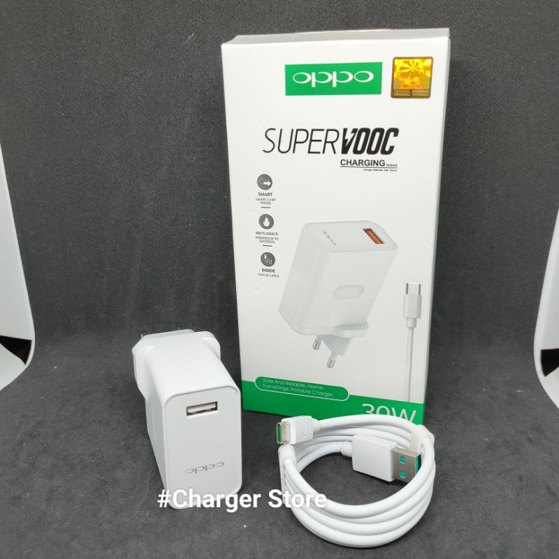 ORIGINAL 100% 30W VOOC Charger Type C Oppo A74 A54 A92 A52 A53 A33 A96 Reno 7 Reno 8