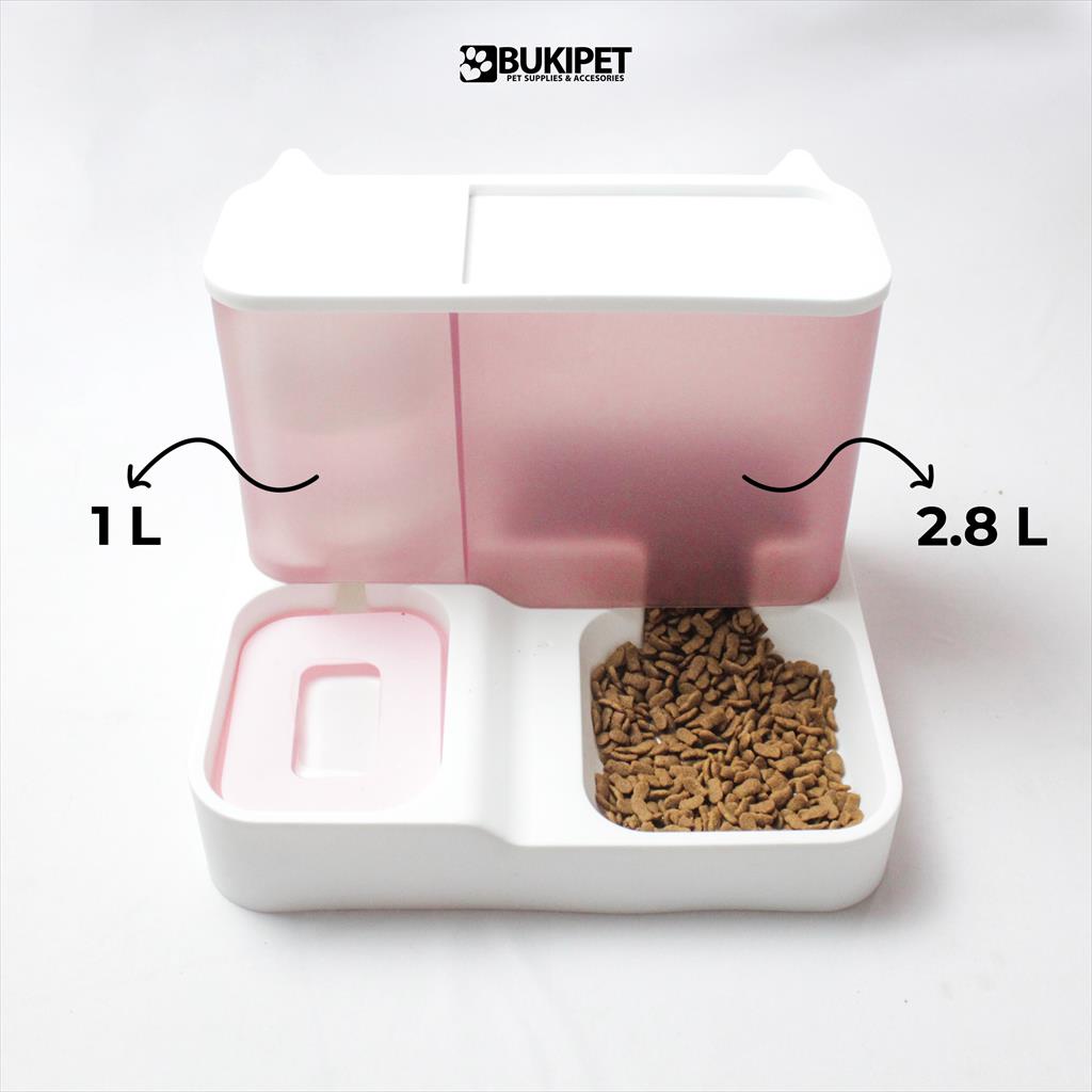 Pet Auto Feeder Water &amp; Food Tempat Makan Kucing Dispenser Minum Hewan - AUTO FEEDER