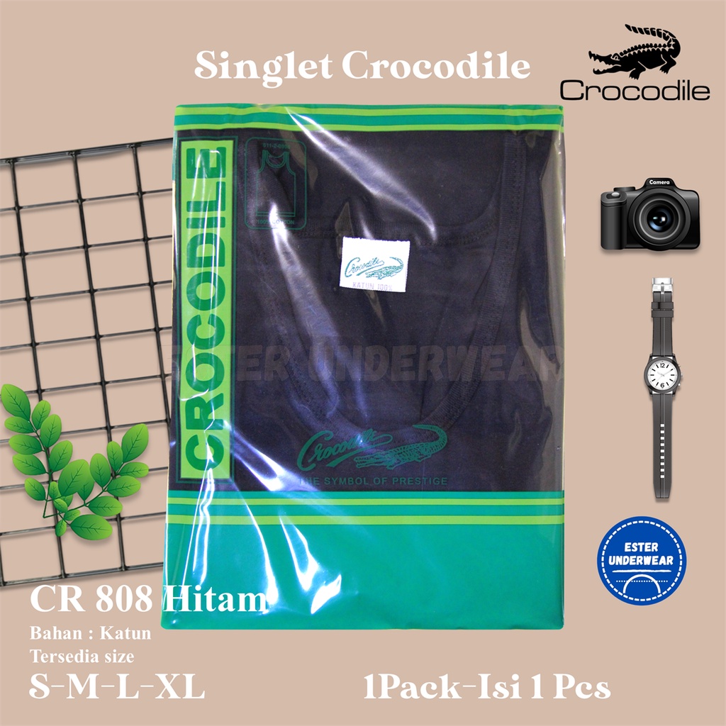 Kaos Singlet Pria CROCODILE CR 808 W Isi 1 Pcs Hitam