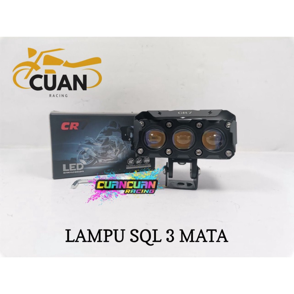 Lampu Tembak Led Foglamp SQL 3 Mata Laser Gun Putih Kuning 2 Warna Waterproof Lampu Tembak 3 Mata High Low