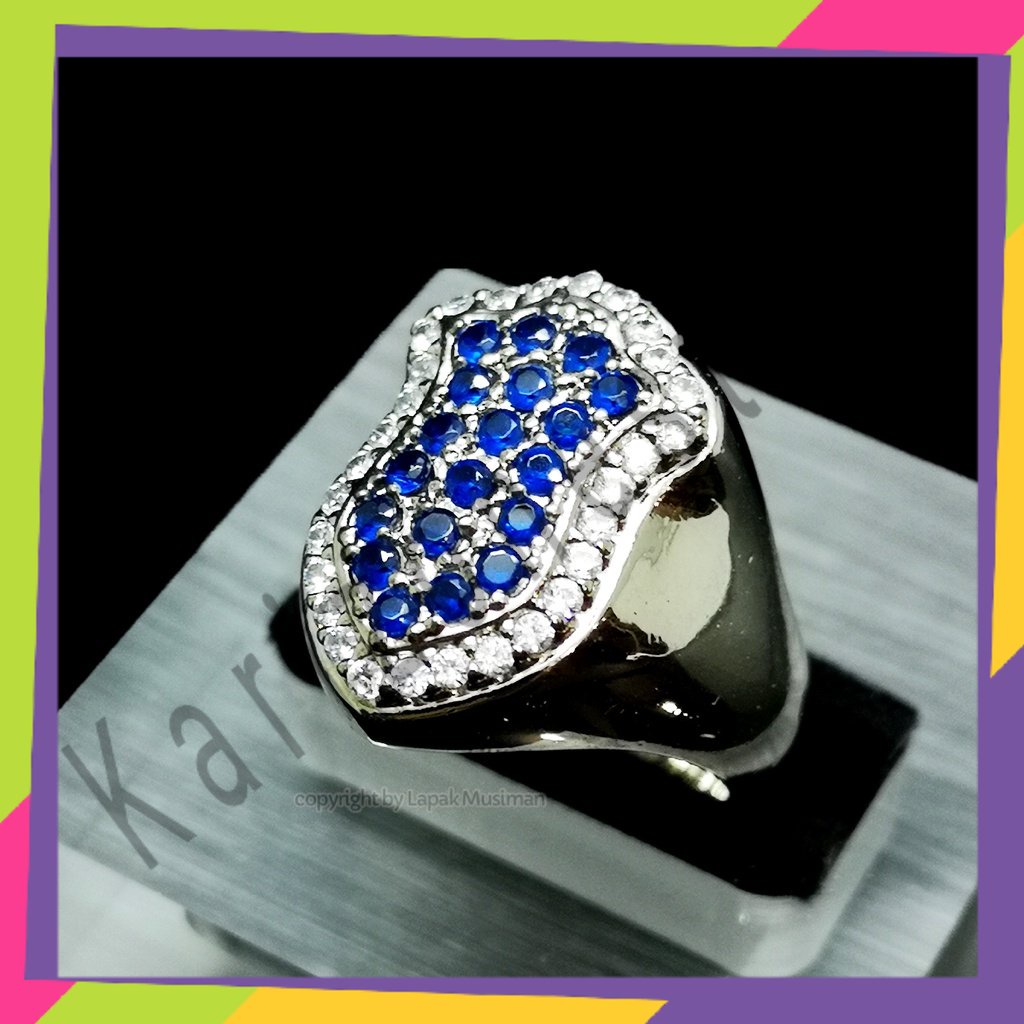 Cincin Pria Batu Permata Tabur Model Terompah Nabi