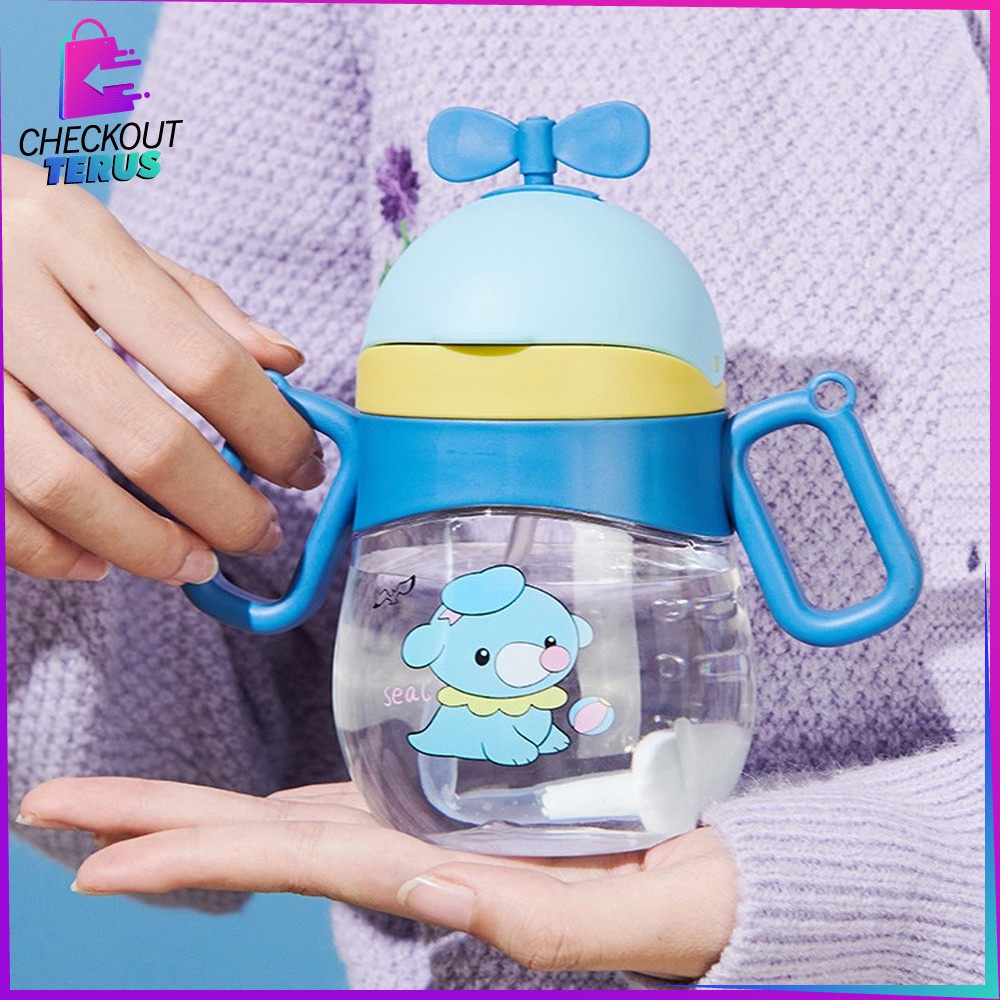 CT C760 Botol Minum Air Anak Training Cup Dengan Sedotan 360ML Gelas Balita Bottle Perlengkapan Makan Bayi Anti Tumpah