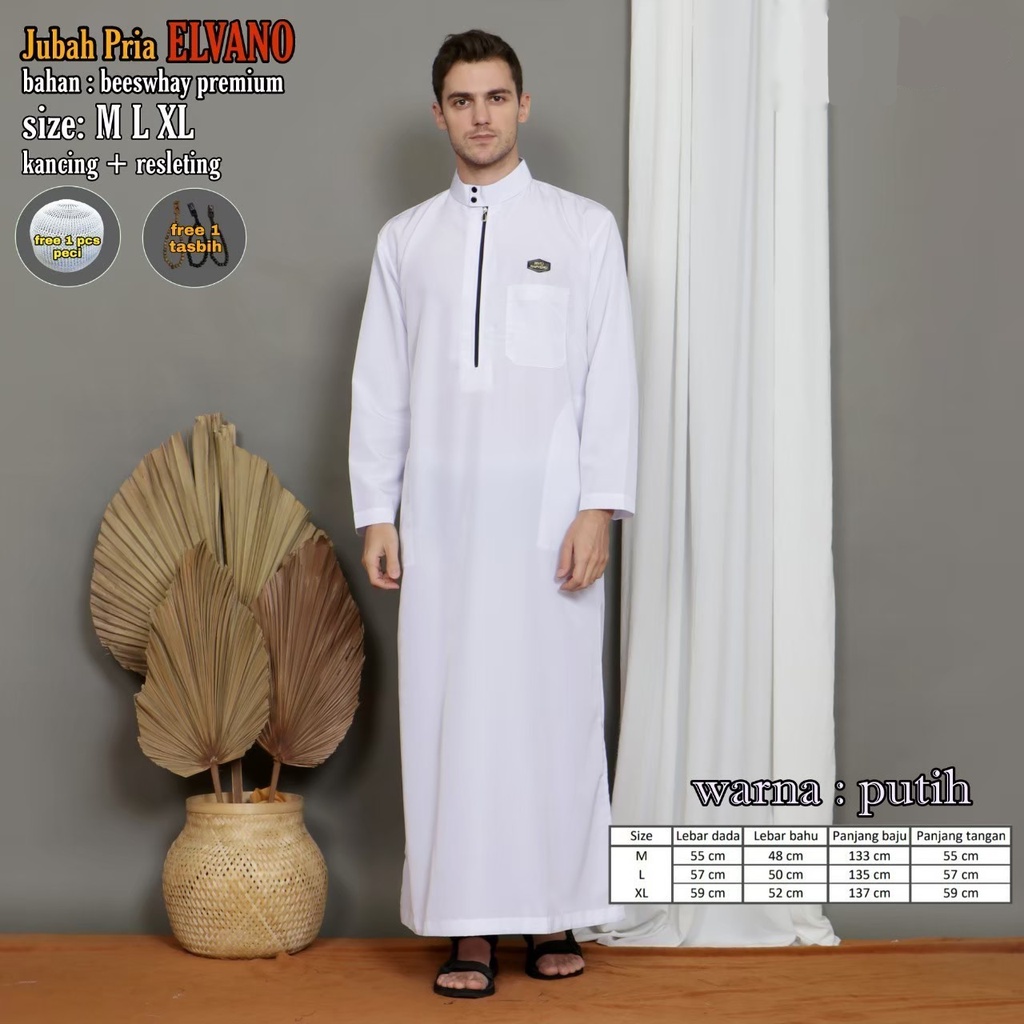 Jubah Pria Lengan Panjang / Jubah Pria Dewasa &amp; Remaja / Jubah ELVANO Premium / Jubah Pria Modern / Jubah Pria Terbaru