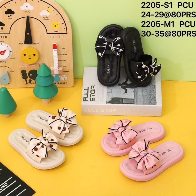 Sandal selop anak perempuan Casual terbaru model pita polkadot jelly import BALANCE 2205-S1